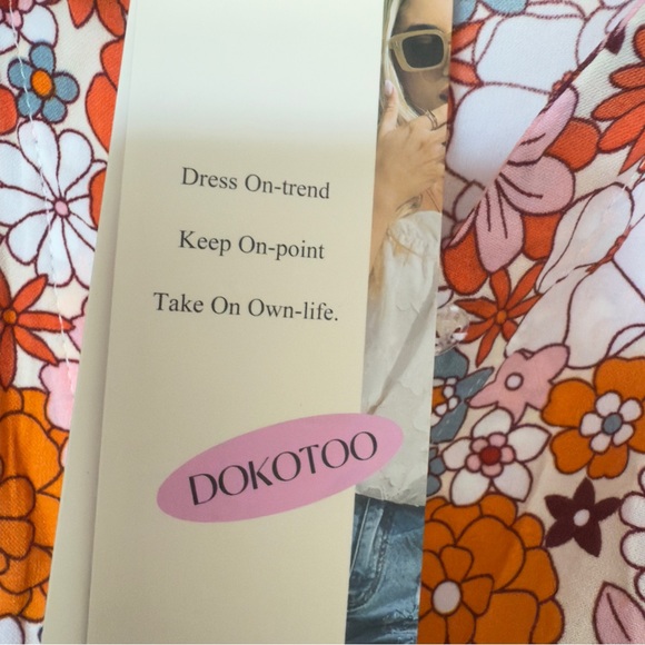 Dokotoo Academia Style V Neck Large Cottagecore Tiered Midi Floral Print Dress - Picture 6 of 10